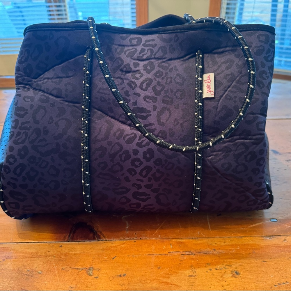 Jess Lea NEOPRENE MIDNIG BLUE LEPOARD PRINT TOTE BAG